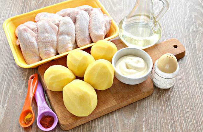 Курячі крильця з картоплею в духовці