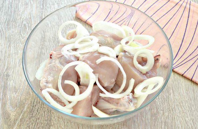 Шашлик з курки в майонезі на деку