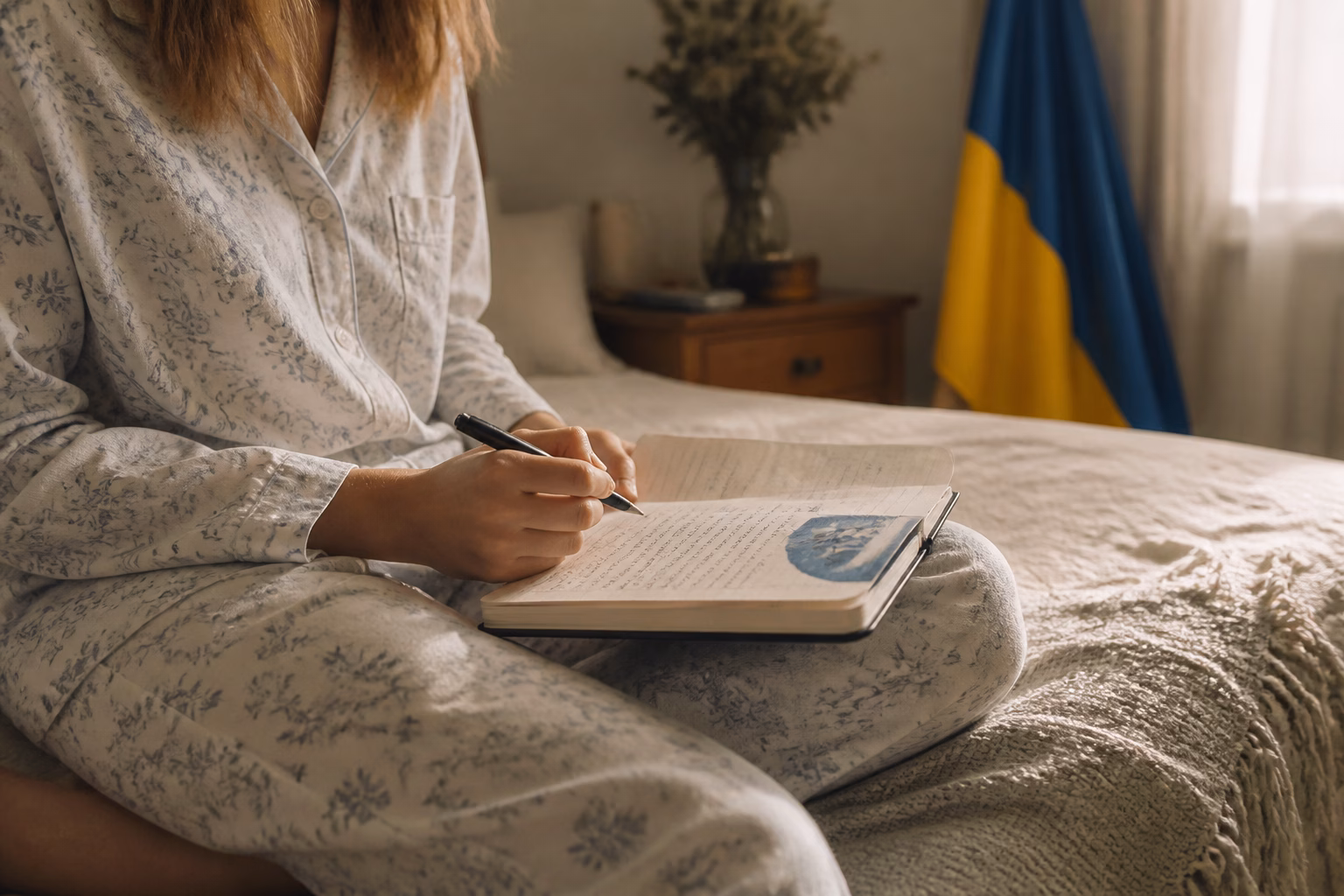 Жінка записує сон після пробудження