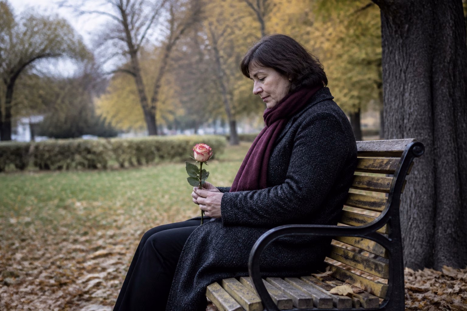 Жінка у саду згадує покійну матір