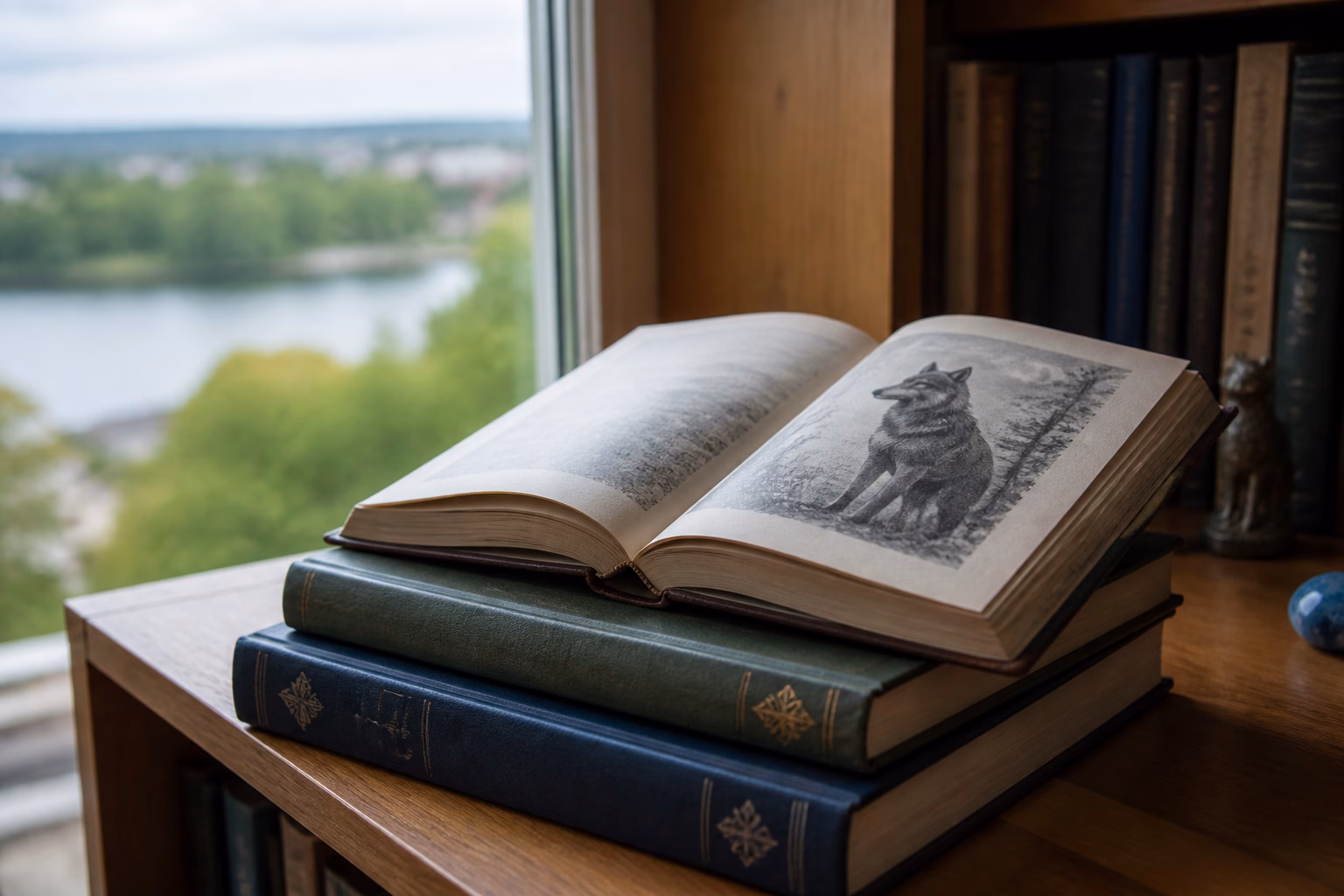 Стопка книг із тлумачення снів на полиці з відкритою сторінкою