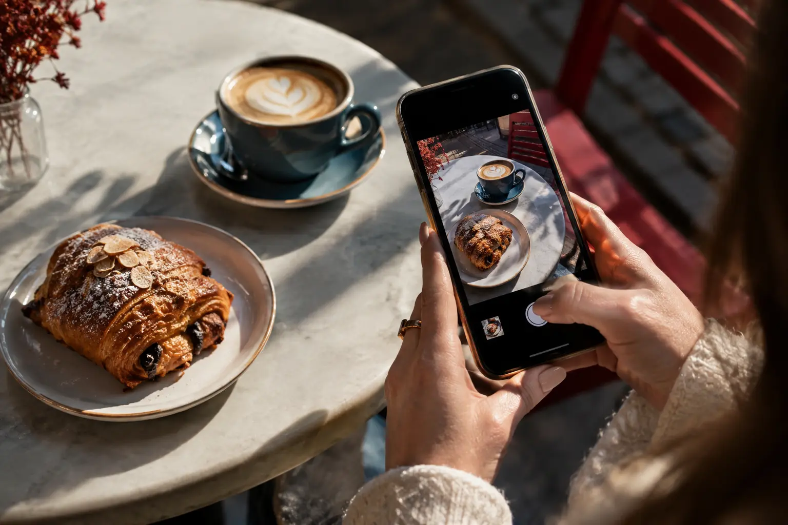 Съёмка на смартфон Google Pixel в кафе при вечернем свете